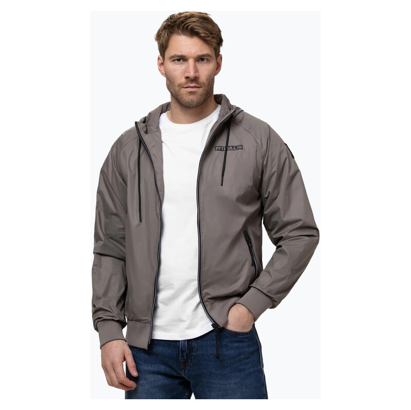 Pánská bunda Pitbull Athletic Logo Nylon Hooded taupe