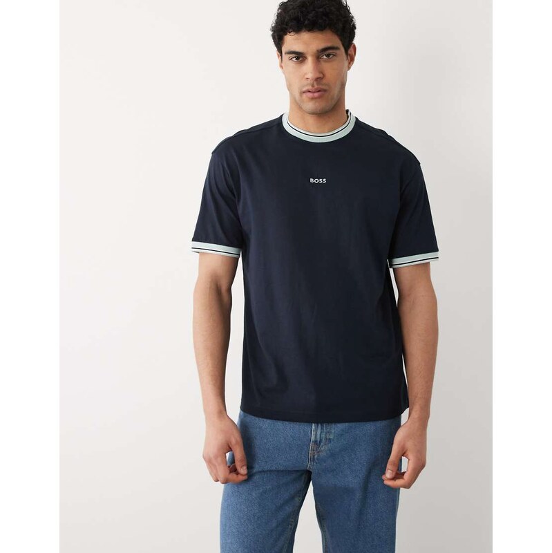 BOSS Orange Hugo Boss relaxed fit jersey tee in dark blue