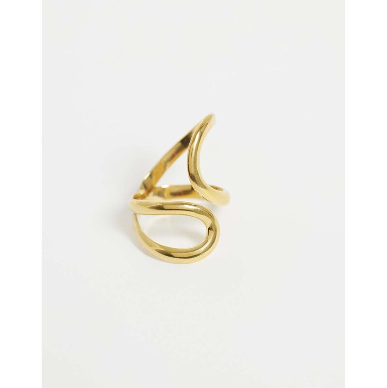 ASOS DESIGN waterproof stainless steel wrap-around ring in gold tone 115491618