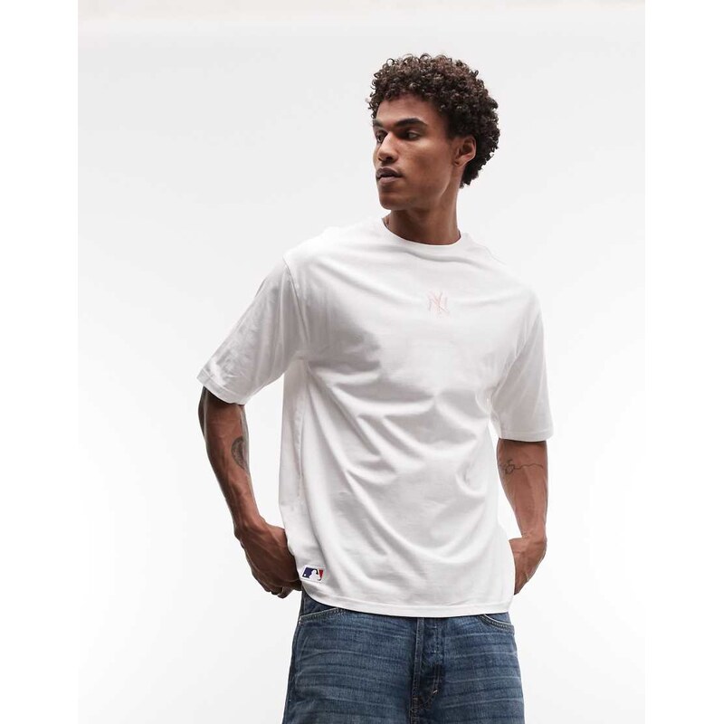 New Era midi logo short sleeve oversized t-shirt in white
