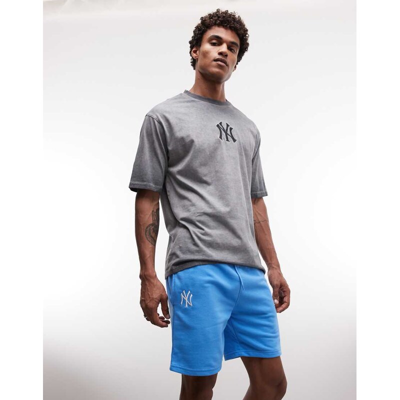 New Era NY Yankees midi logo jersey shorts in blue
