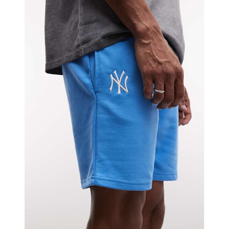 New Era NY Yankees midi logo jersey shorts in blue
