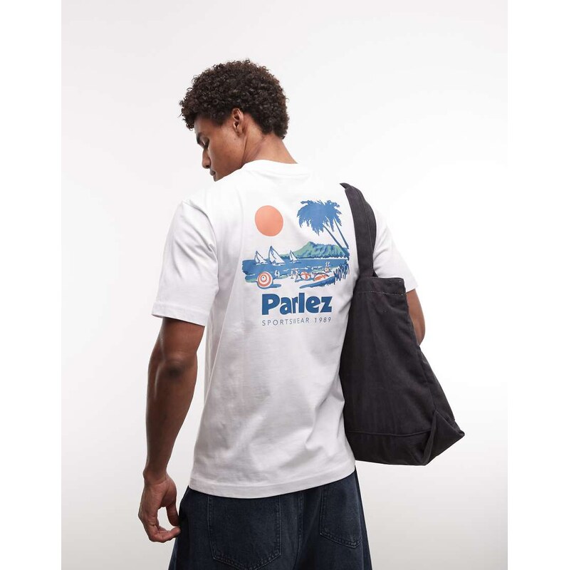 Parlez short sleeve willford beach back graphic t-shirt in white