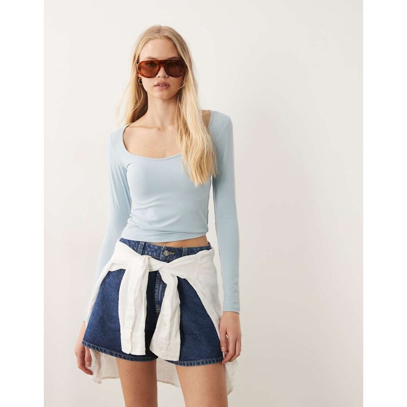 Cotton On hold me long sleeve top in iced marine-Blue 115403083