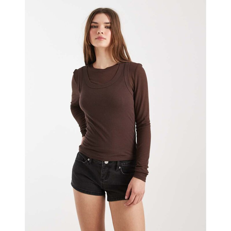 Cotton On micro low rise denim mini skirt in black