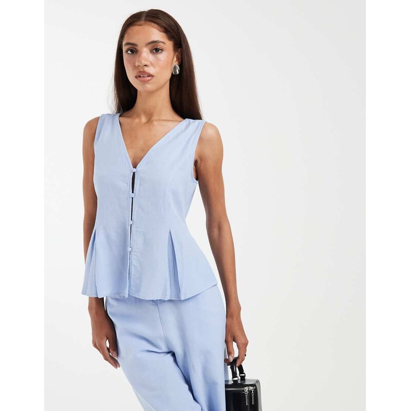 AWARE v-neck waistcoat co-ord in light blue