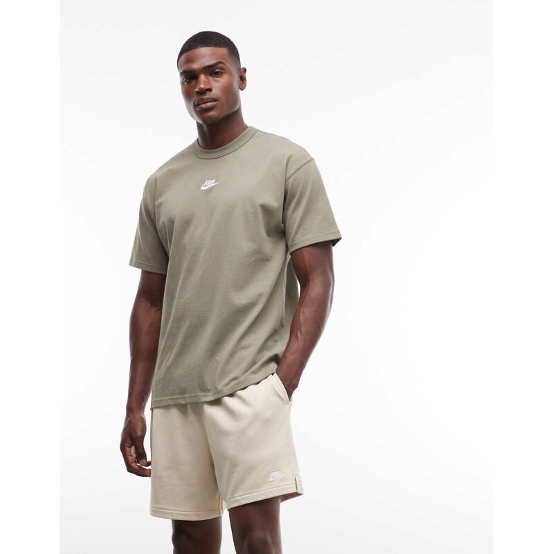 Nike Club French Terry shorts in beige-White