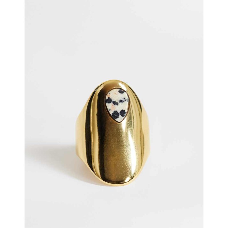 Topshop River ring with stone in stainless gold 115403104