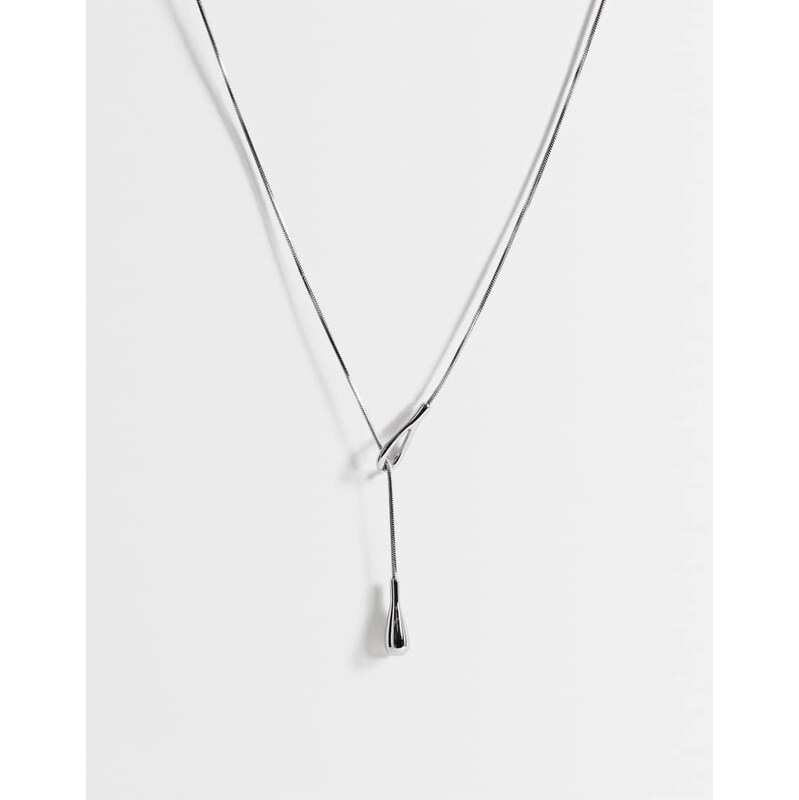 Topshop Lucas waterproof teardrop lariat necklace in stainless