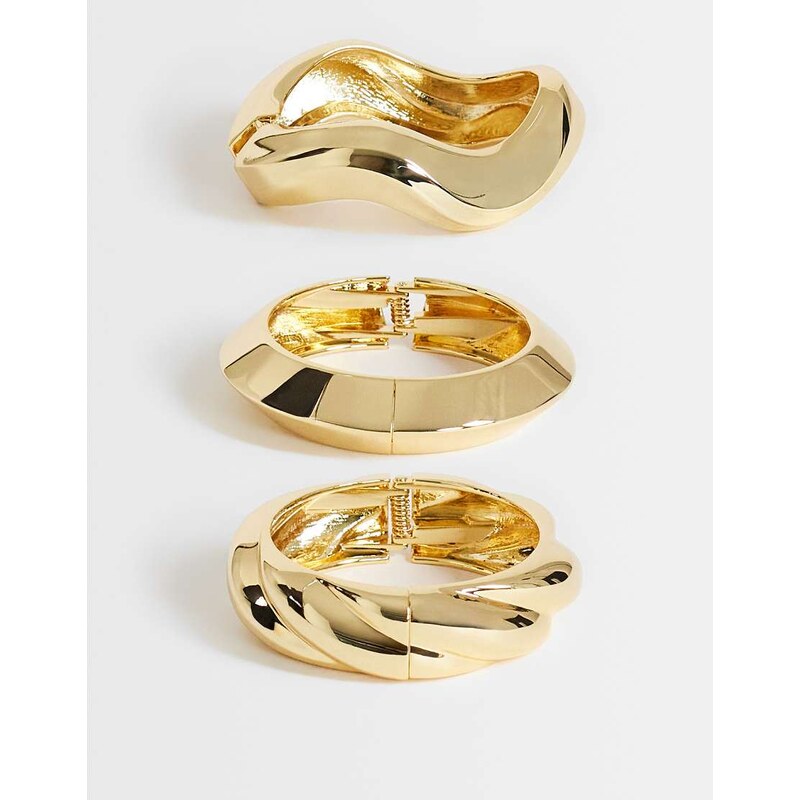 Topshop Fabio 3 pack bangles in gold 115522655