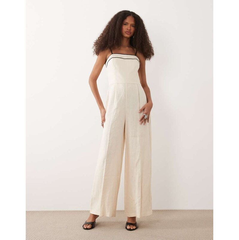 Mango strappy jumpsuit in beige-Neutral 115403157