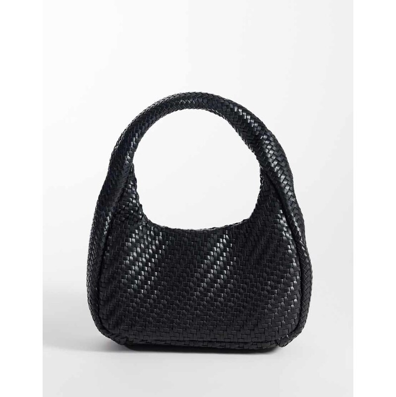 Mango weaved faux leather hand bag in black 115403167