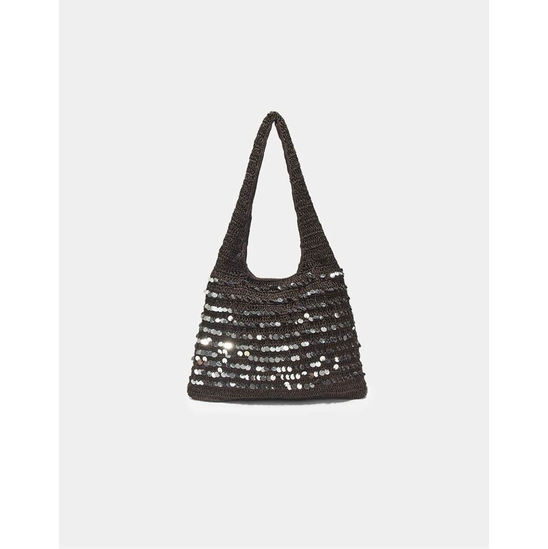 Stradivarius Sequin shoulder bag in brown 115403223