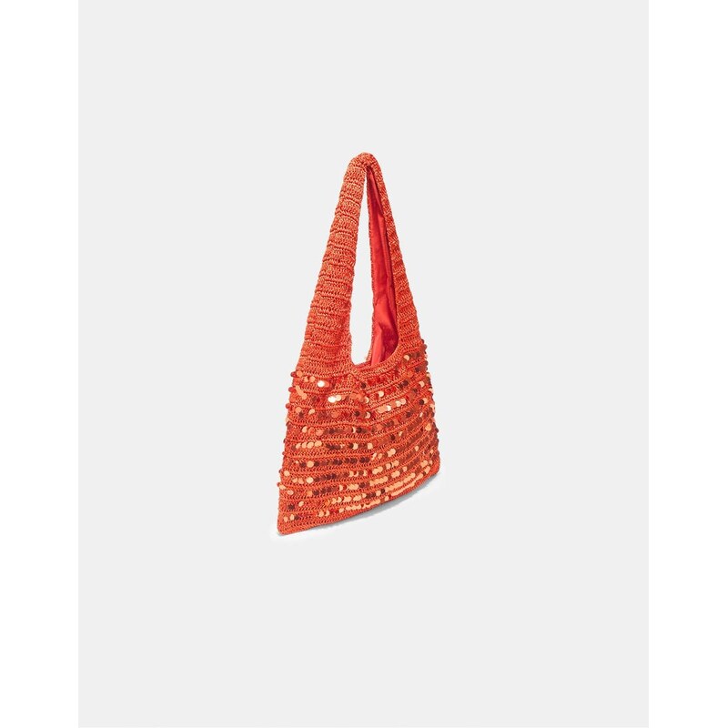 Stradivarius Sequin shoulder bag in orange 115403224