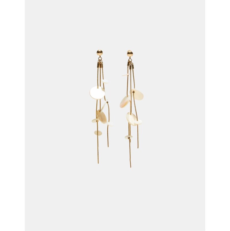 Stradivarius Mother-of-pearl effect dangle earrings in gold-Yellow 115403228