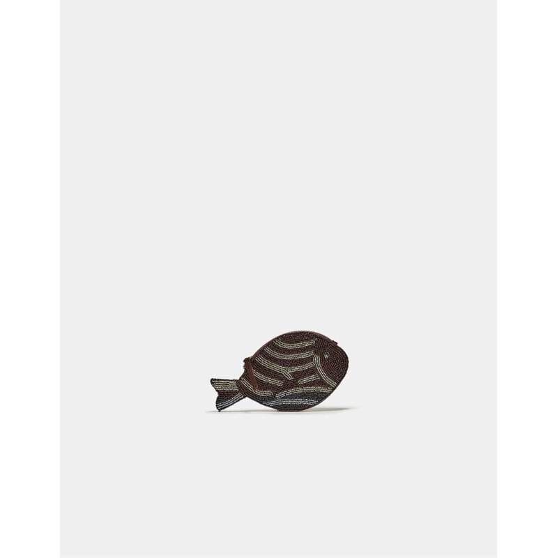 Stradivarius Beaded fish purse in brown 115403226