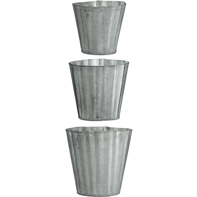 Madam Stoltz Mini zinkový obal na květiny Wavy pots - set 3 ks