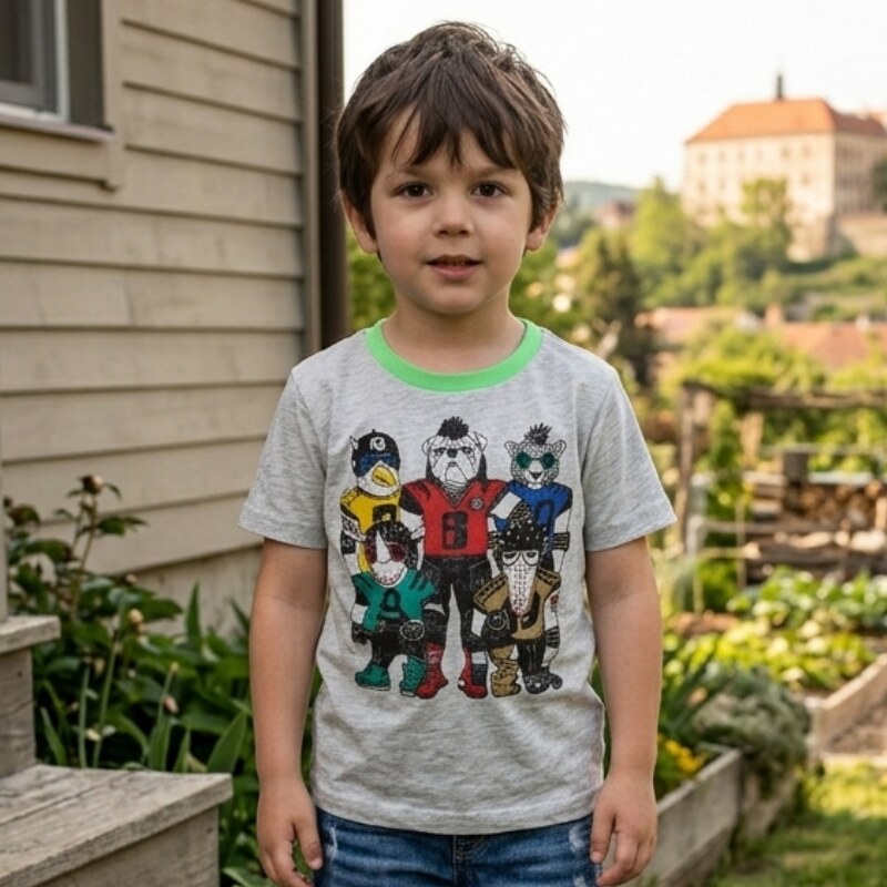 98-Chlapecké tričko - krátký rukáv - WOLF - barva šedý melír 61137135