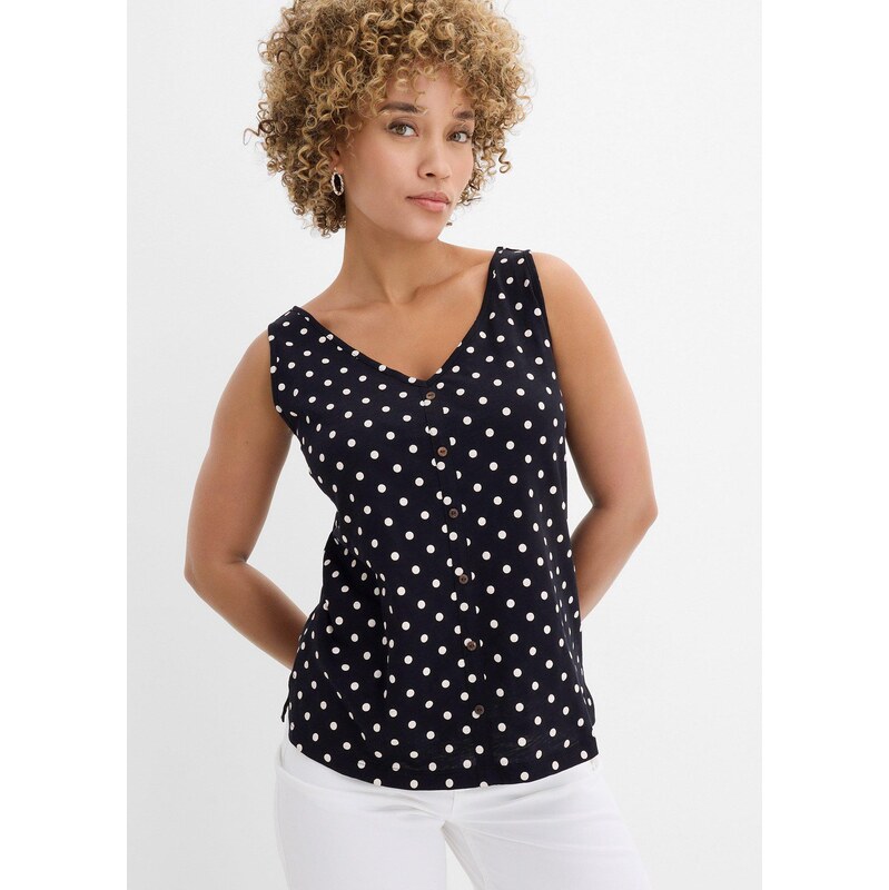 bonprix Top s knoflíkovou légou černá Žena 115405123