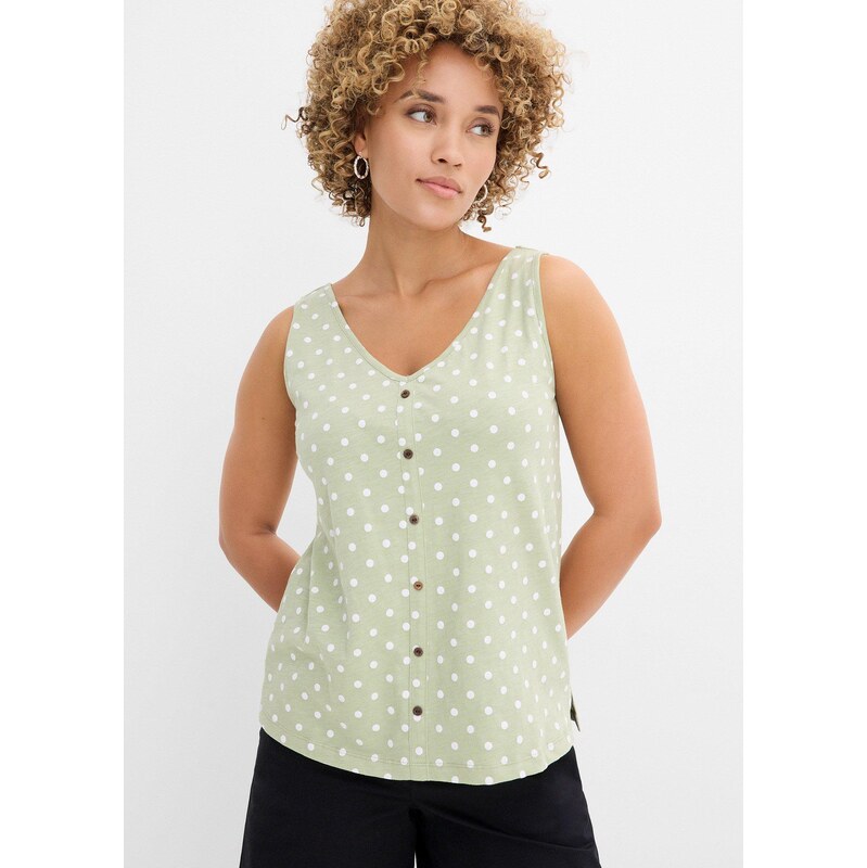 bonprix Top s knoflíkovou légou zelená Žena 115405124