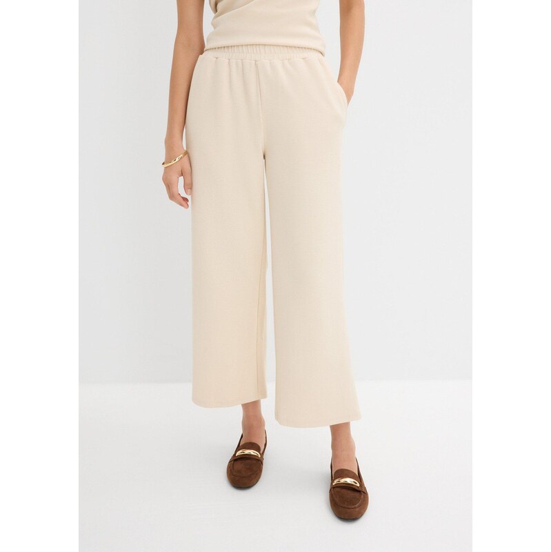 bonprix Culotte kalhoty z piké béžová Žena