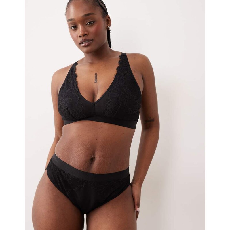 Lemonade Dolls Synergy lace and mesh brief in black 115406980