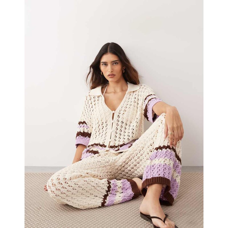 ARRANGE knitted shirt co-ord cream-Multi 115406999