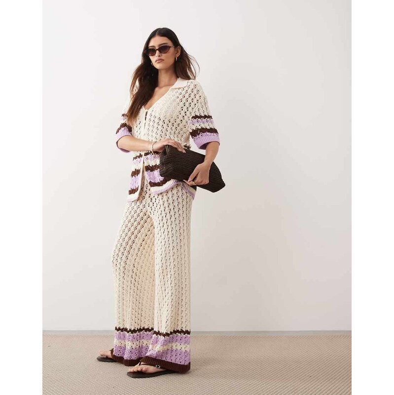 ARRANGE knitted trousers co-ord in cream-Multi 115407000