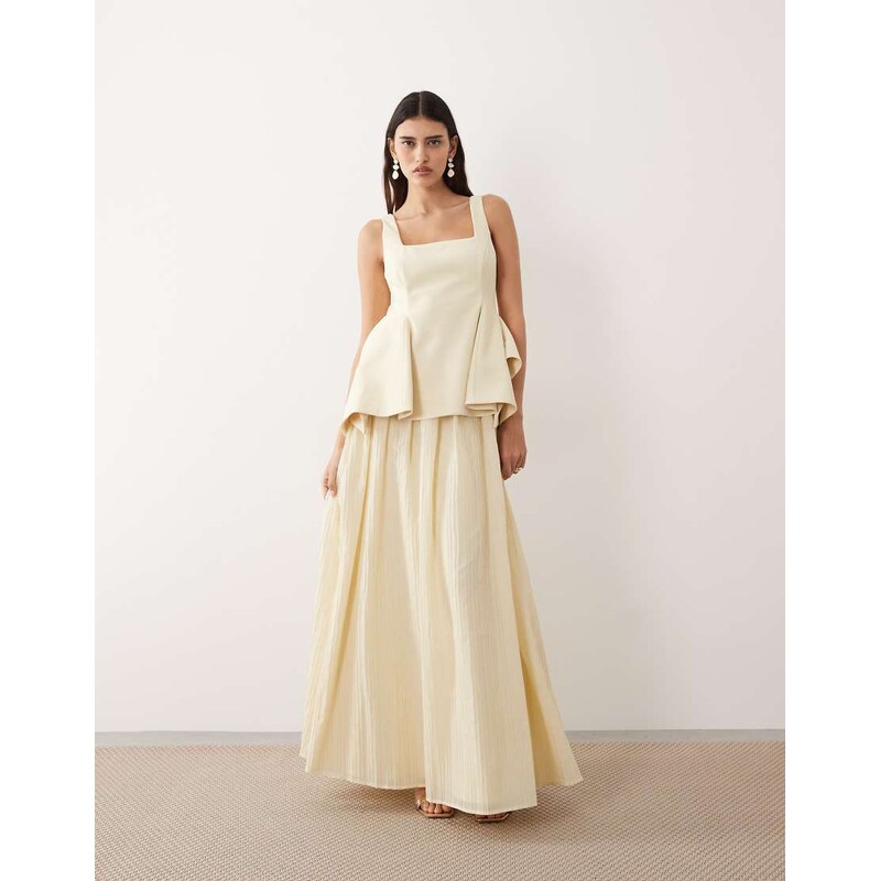 ARRANGE square neck maxi dress with linear jacquard skirt in 115407001