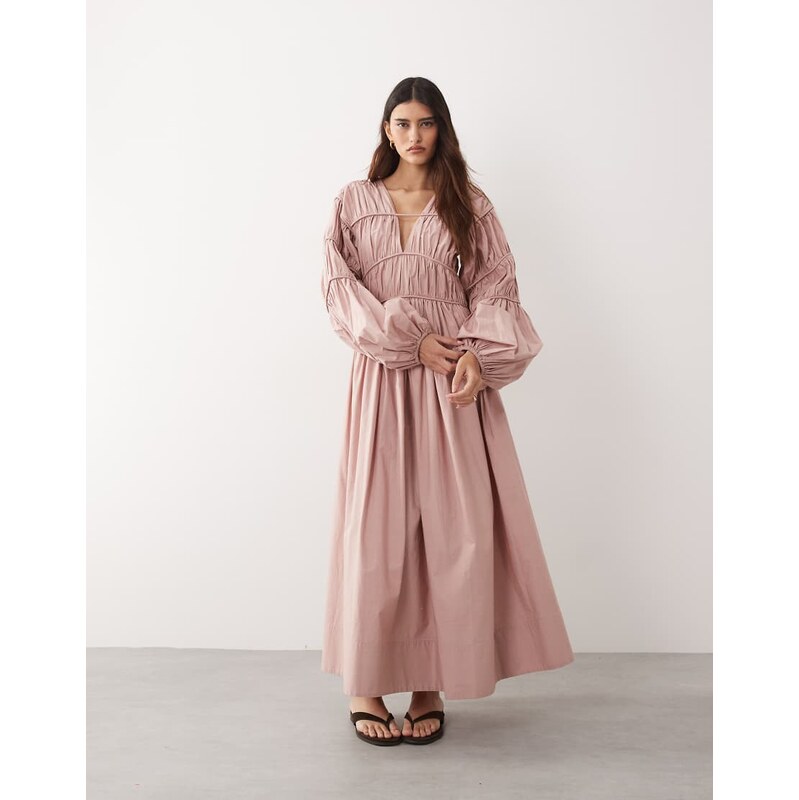 ARRANGE ovoid sleeve seam detail maxi dress in pink 115407002