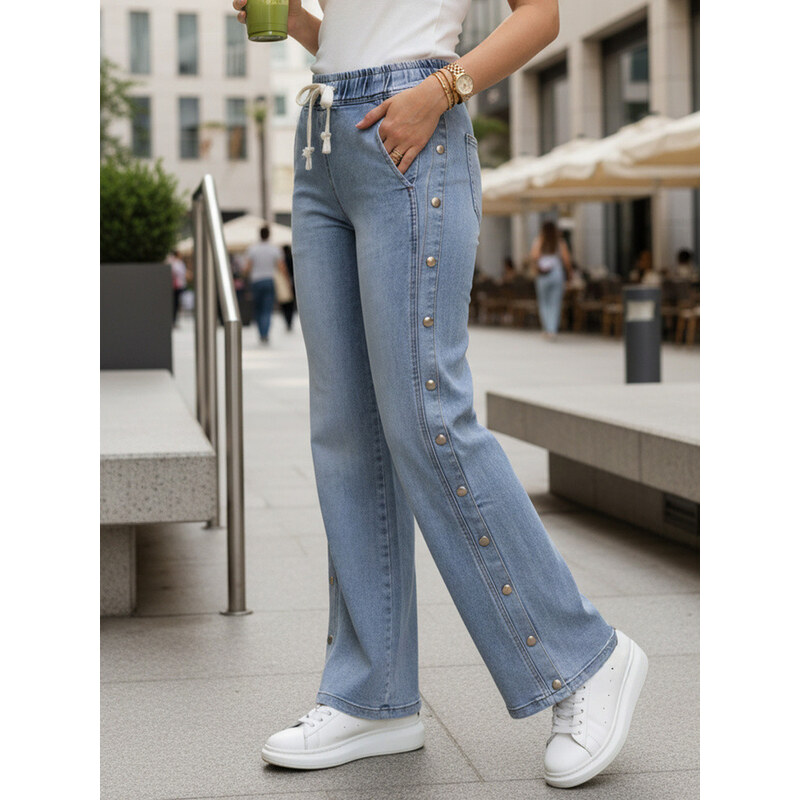 Dámské džíny s širokými nohavicemi modré FashionStreet UY2986