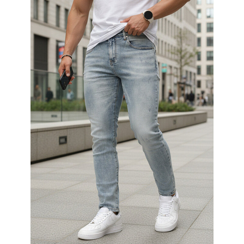 Pánské džíny slim fit fitted světle modré FashionStreet UX4489