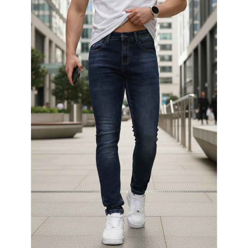 Pánské skinny džíny ve fitted střihu tmavě modré FashionStreet