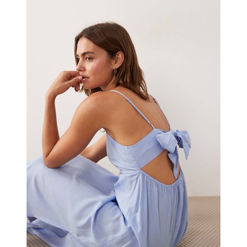 Esmee tie back maxi beach dress in light blue-Black 115679119