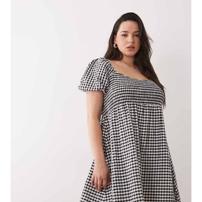 Esmee Curve mini beach dress in black & white gingham 115566065