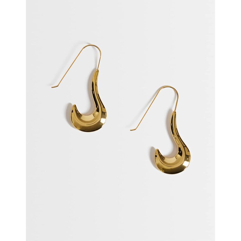 Topshop Claudia waterproof wavy drop hoop earrings in stainless