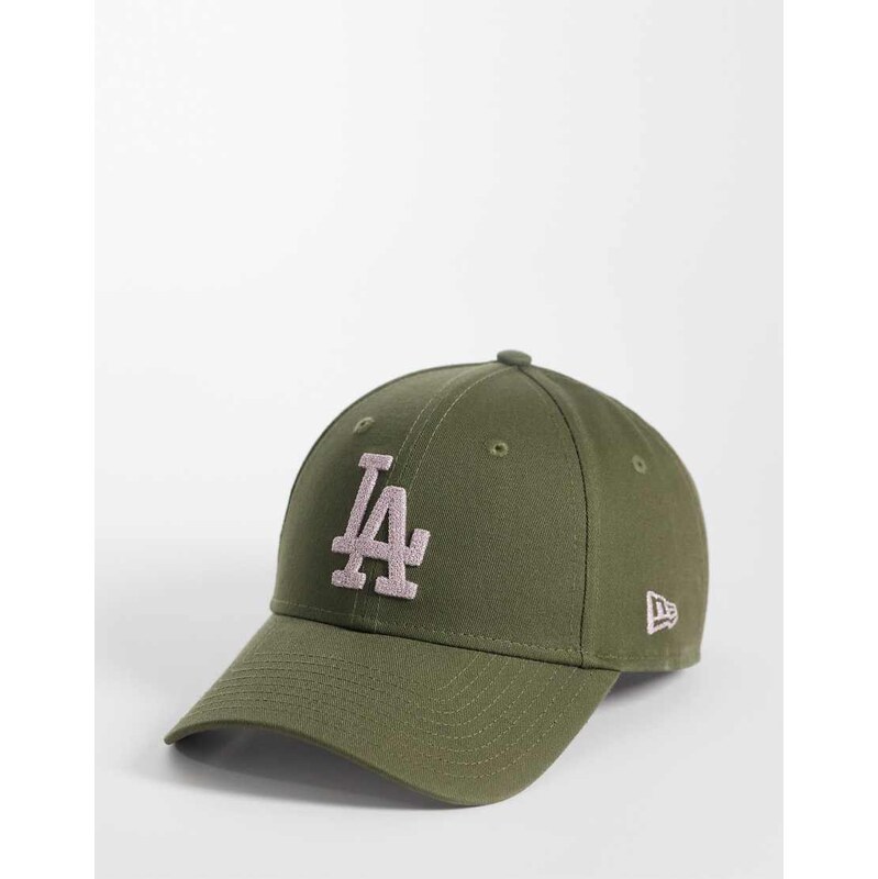 New Era LA Dodgers womens 9forty metallic logo cap in khaki-Green