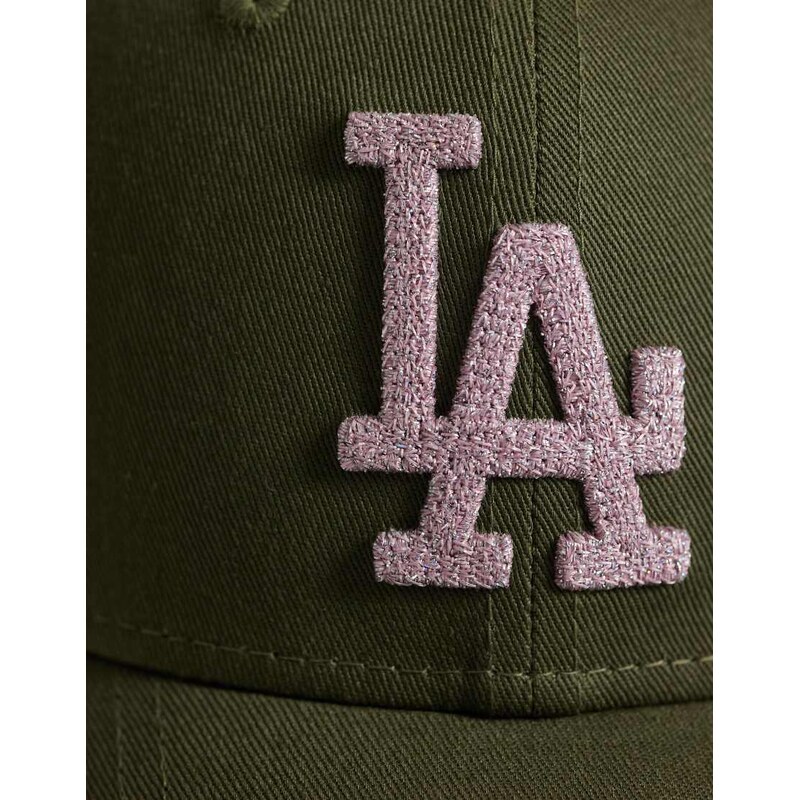New Era LA Dodgers womens 9forty metallic logo cap in khaki-Green