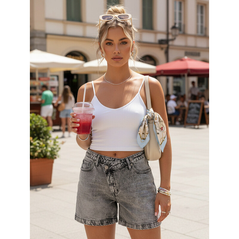 Dámské džínové šortky šedé FashionStreet SY0523 115406535