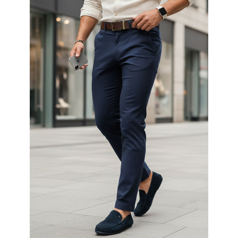 Spodnie męskie chino slim fit casual granatowe model 22144368 -