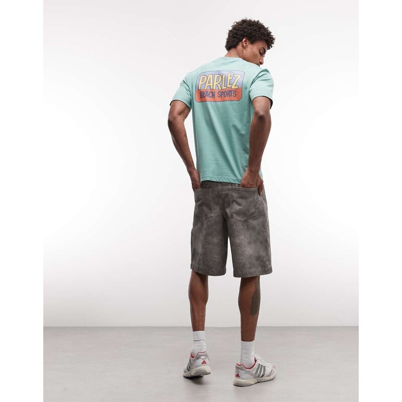 Parlez short sleeve myer logo back print t-shirt in green