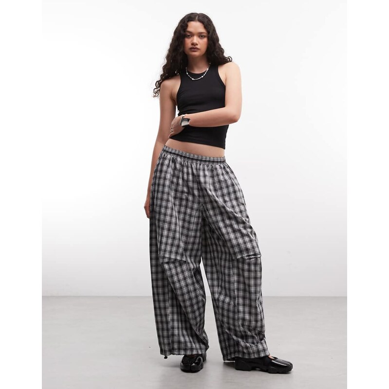 COLLUSION XL baggy check nylon jogger co-ord-Multi 115491718