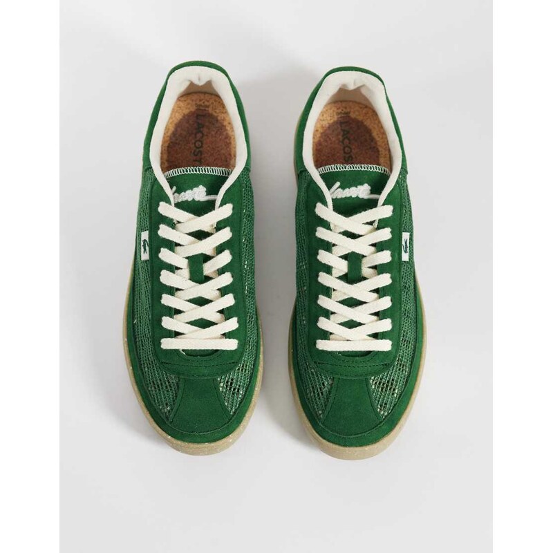 Lacoste Baseshot Lite logo mesh trainers in dark green