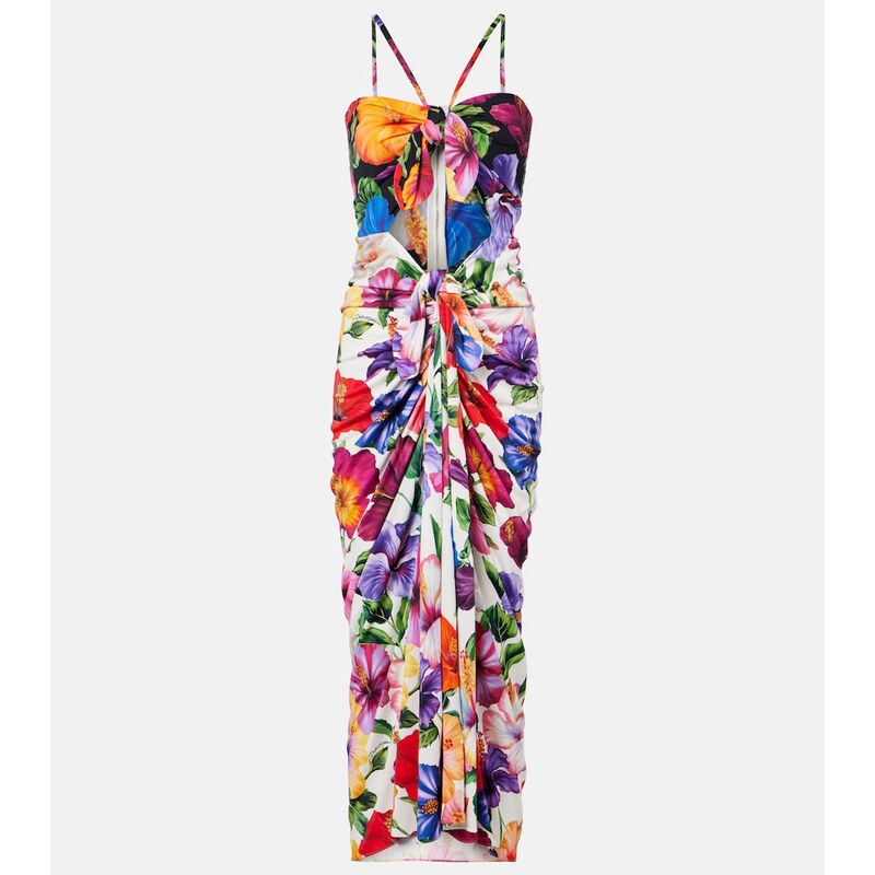 Dolce&Gabbana Cutout floral gathered midi dress