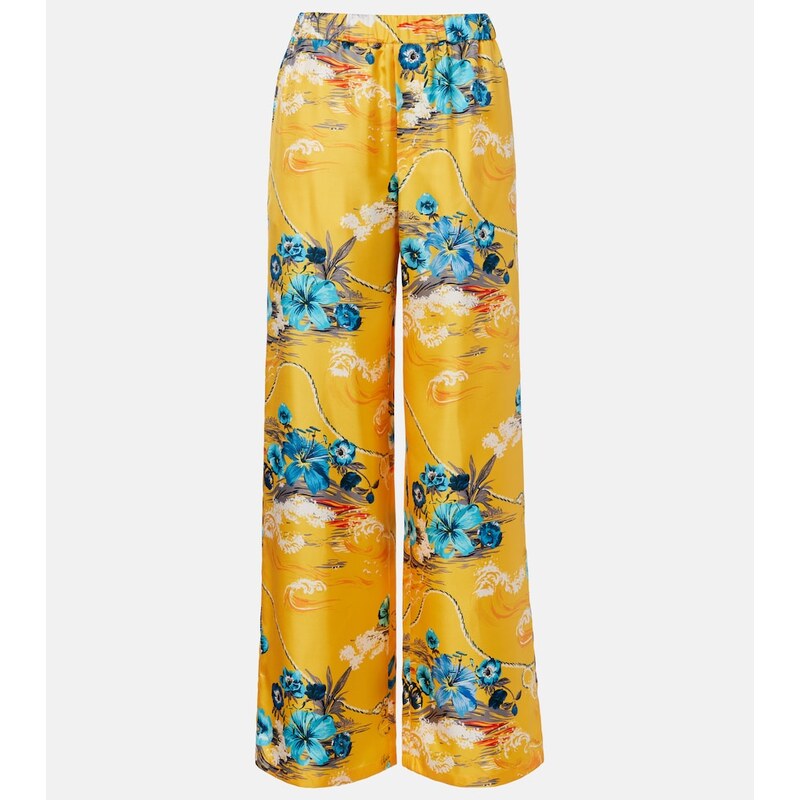 Gucci Gucci Flora silk twill palazzo pants