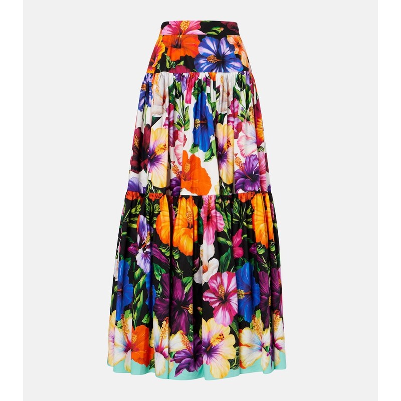 Dolce&Gabbana Floral tiered cotton maxi skirt