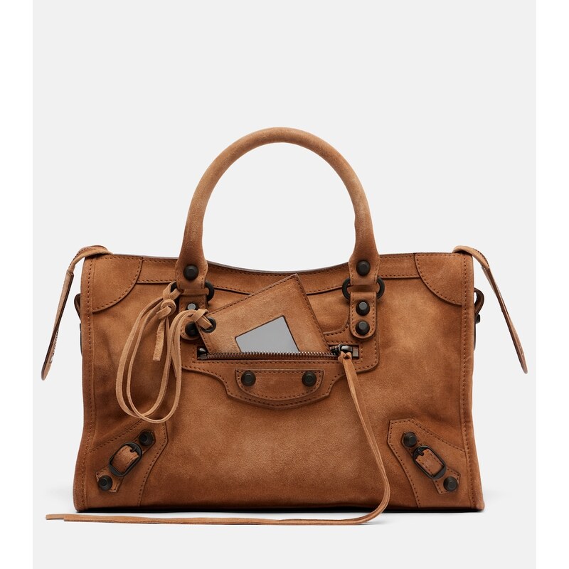 Balenciaga Le City Small suede top-handle bag