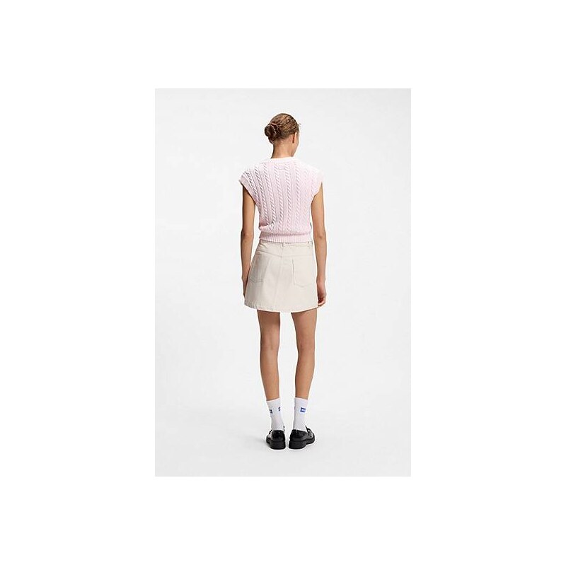 Cotton-twill mini skirt with Happy HUGO logo 115407522