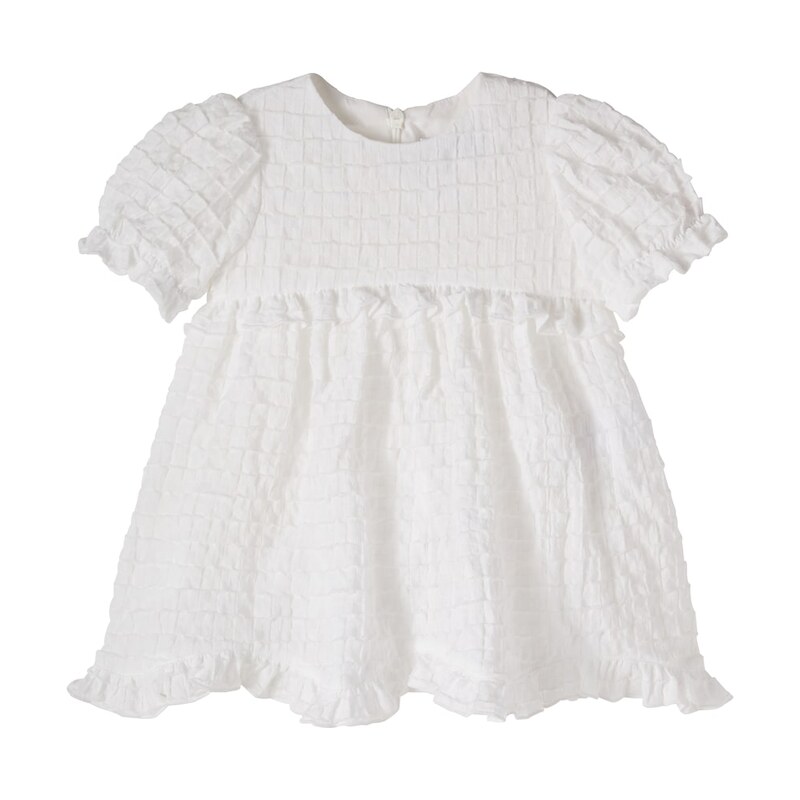 Il Gufo Baby checked ruffled cotton dress