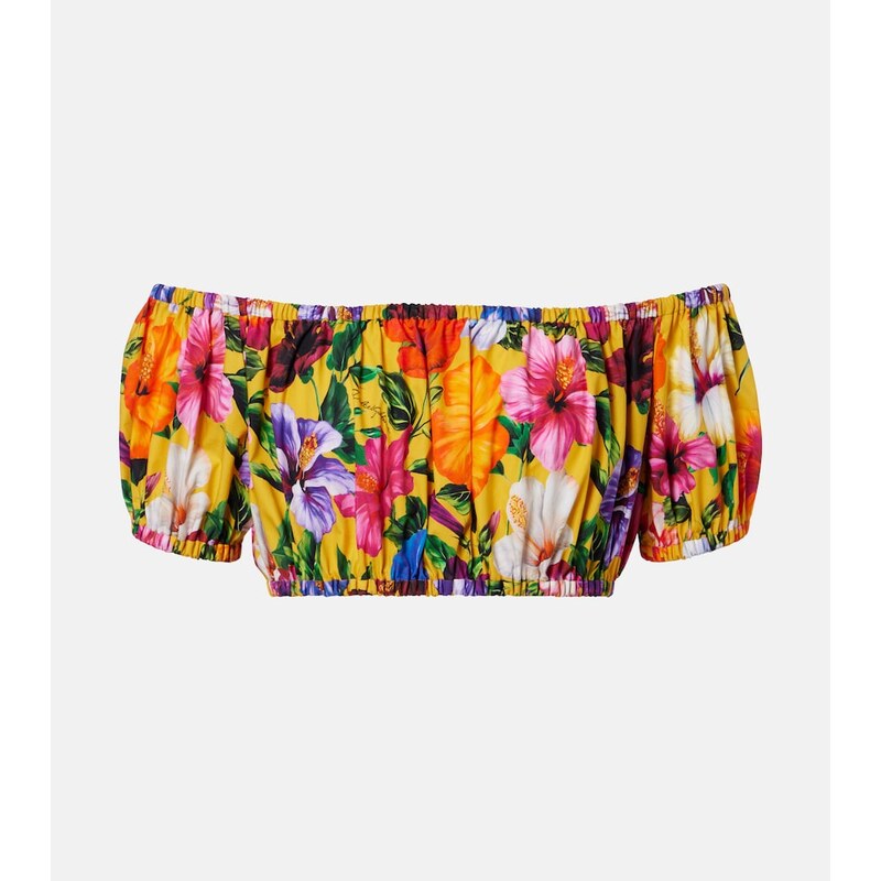Dolce&Gabbana Floral off-shoulder cotton crop top